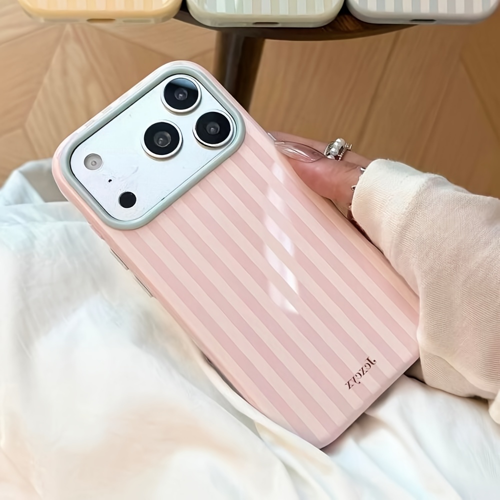 Apple Iphone 15 Pro Max - Luxe Koreaanse mode gestreepte candykleurige zachte
