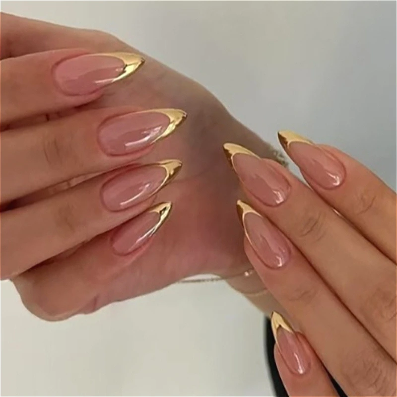 Full Cover Adhesive - 24 stuks elegante amandelvormige opzetnagels, minimalistische